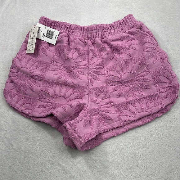 l*space Pants - NWT L*Space S Soleil Shorts Pink Terry Cloth Floral Embossed